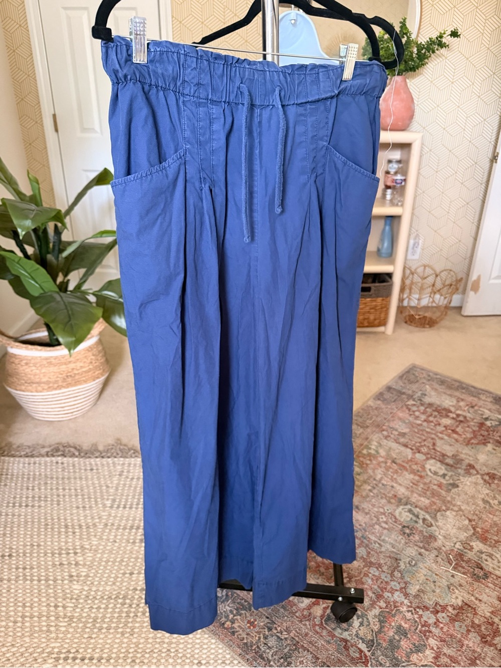 Maeve Skirty Utility Wide-Leg Pants in Blue